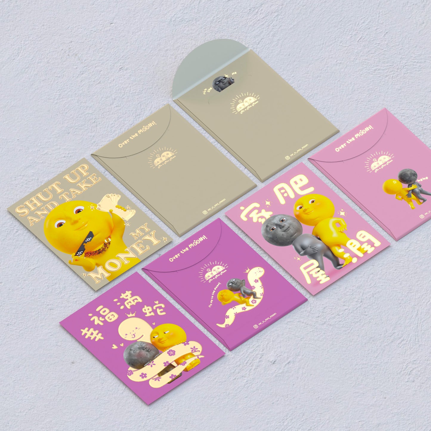 (Additional printing.ᐟ.ᐟ.ᐟ) Moon² Golden Glittering Red Packet 2025 (10 pieces)