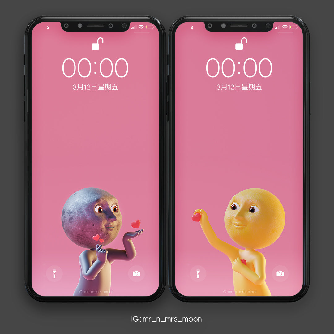 Mr n Mrs Moon "人與人的連結" 情侶手機桌布