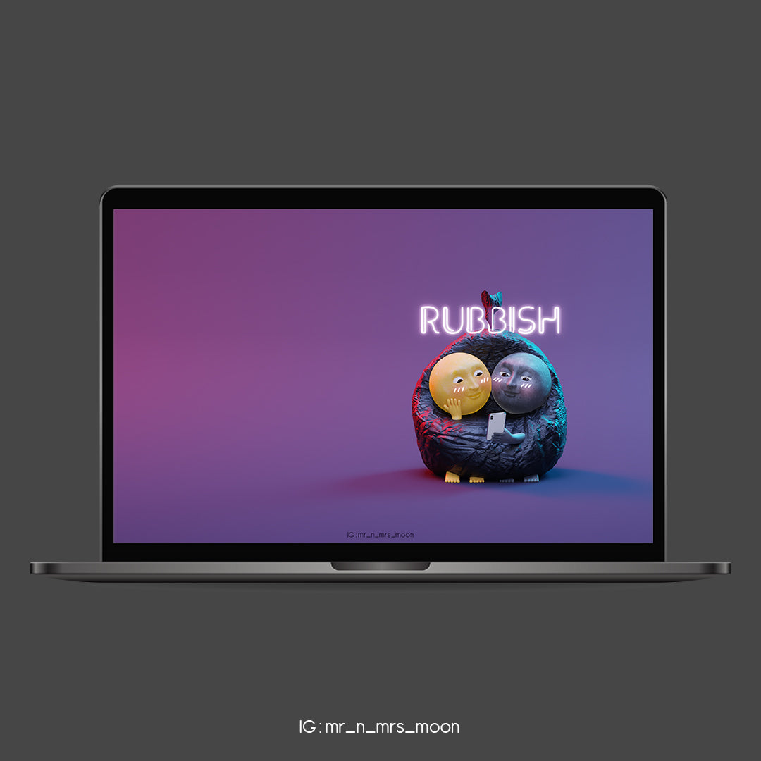 Mr n Mrs Moon "How can my garbage be so cute" mobile and computer wallpaper