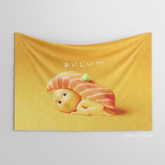 Mrs Moon おいしい 美味鮭魚掛布 Tapestry