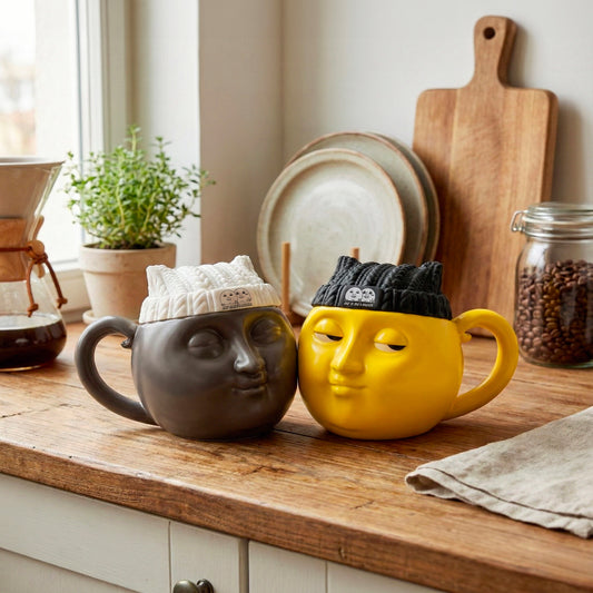 陶瓷情侶馬克杯及矽膠貓耳毛帽杯蓋禮盒套裝