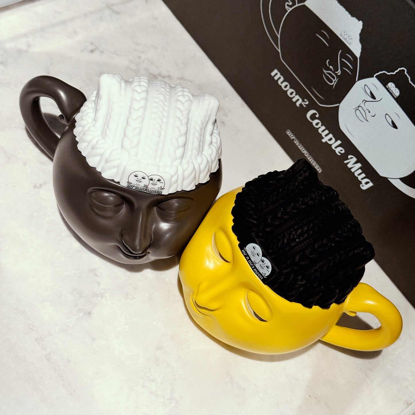 陶瓷情侶馬克杯及矽膠貓耳毛帽杯蓋禮盒套裝