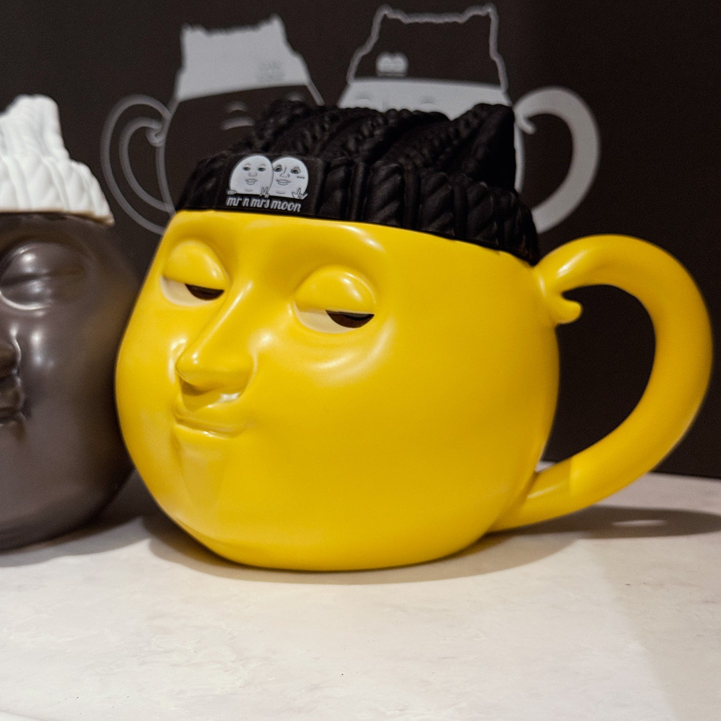 陶瓷情侶馬克杯及矽膠貓耳毛帽杯蓋禮盒套裝