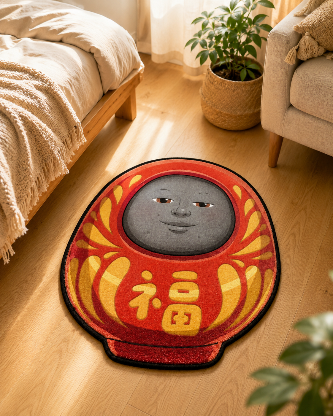 台灣本地運送優惠 - moon² 招福招財地墊｜達moon福到・moon金財運