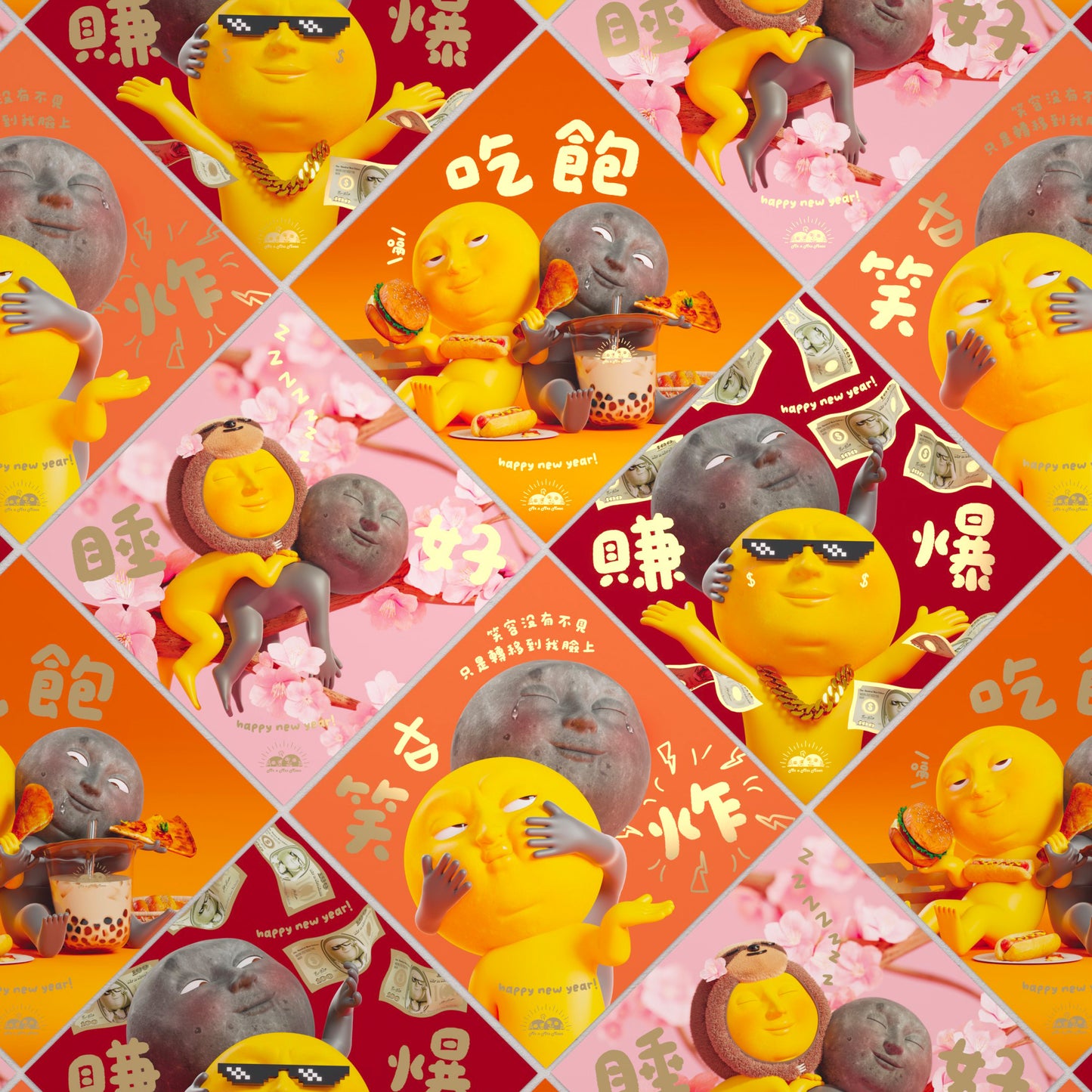 (Additional printing.ᐟ.ᐟ.ᐟ) Moon² Eat well, sleep well, earn money and make hilarious Spring Festival greetings!