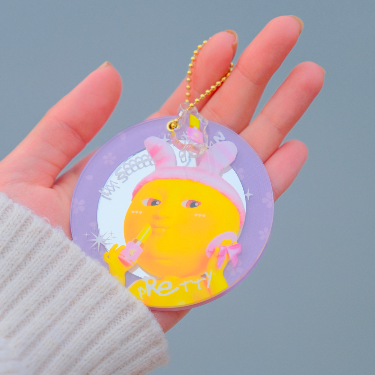 I'm so damn pretty rotating mirror charm
