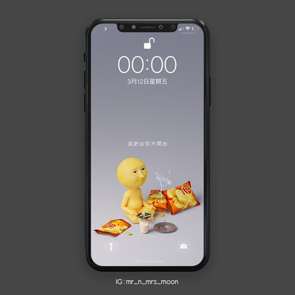 Mrs Moon "減肥是明天的事" 手機桌布
