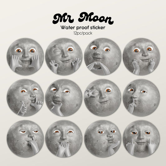 Moon Moon防水貼紙12pc